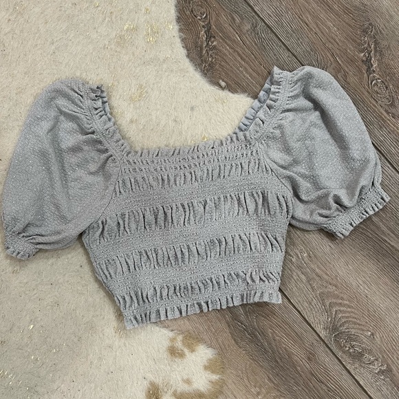 Urban Outfitters Tops - Urban outfitters smocked glitter silver crop top